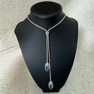 CHARLES KRYPELL STERLING SILVER SKY BLUE TOPAZ LARIAT NECKLACE